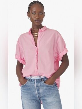 Xirena Channing Cotton Button Down Shirt XS Pink